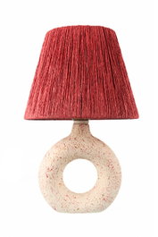 Opviq Lámpara de Mesa de Cerámica con Tapa de Macramé Beige BK017